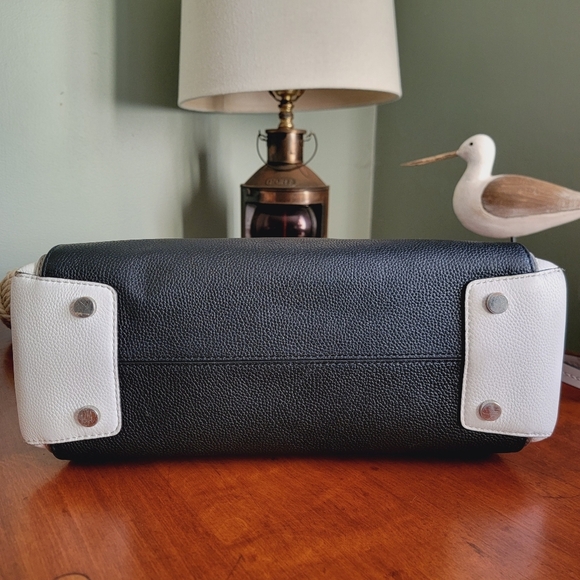 Michael Kors Mercer Large Colorblock Belted Satchel in Black White & Gray - Picture 8 of 15